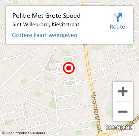 Locatie op kaart van de 112 melding: Politie Met Grote Spoed Naar Sint Willebrord, Kievitstraat op 10 april 2024 21:38