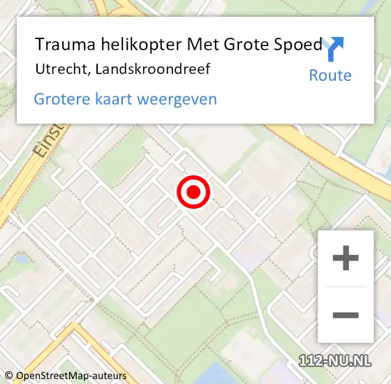 Locatie op kaart van de 112 melding: Trauma helikopter Met Grote Spoed Naar Utrecht, Landskroondreef op 10 april 2024 22:44