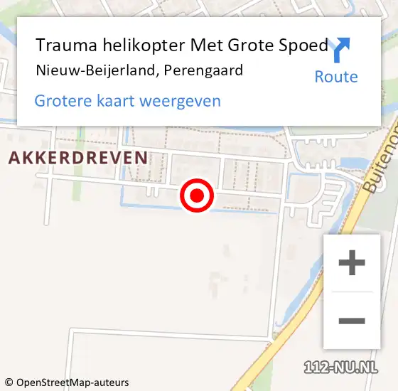 Locatie op kaart van de 112 melding: Trauma helikopter Met Grote Spoed Naar Nieuw-Beijerland, Perengaard op 11 april 2024 00:00