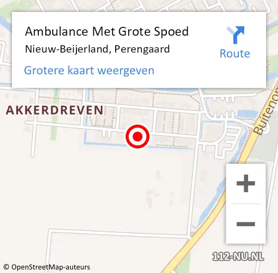 Locatie op kaart van de 112 melding: Ambulance Met Grote Spoed Naar Nieuw-Beijerland, Perengaard op 11 april 2024 00:04
