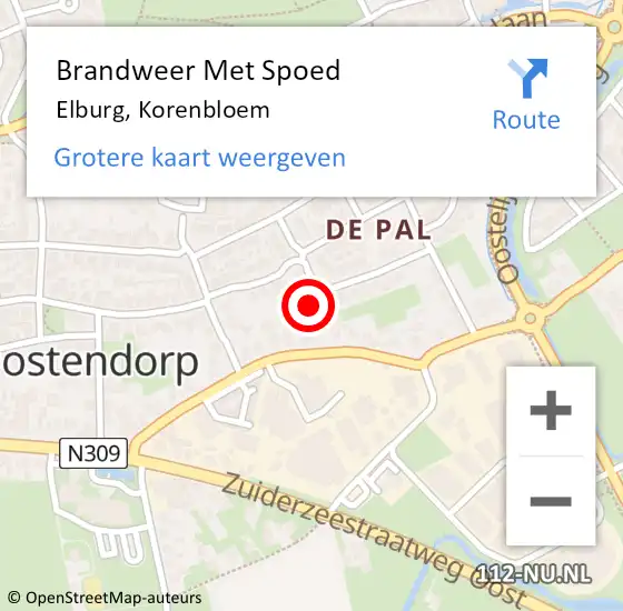 Locatie op kaart van de 112 melding: Brandweer Met Spoed Naar Elburg, Korenbloem op 11 april 2024 02:32