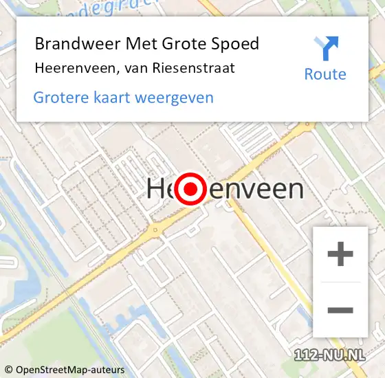 Locatie op kaart van de 112 melding: Brandweer Met Grote Spoed Naar Heerenveen, van Riesenstraat op 11 april 2024 03:07