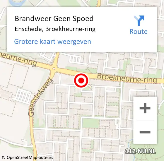 Locatie op kaart van de 112 melding: Brandweer Geen Spoed Naar Enschede, Broekheurne-ring op 11 april 2024 03:32