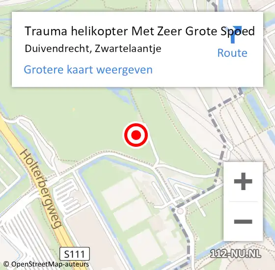 Locatie op kaart van de 112 melding: Trauma helikopter Met Zeer Grote Spoed Naar Duivendrecht, Zwartelaantje op 11 april 2024 03:42