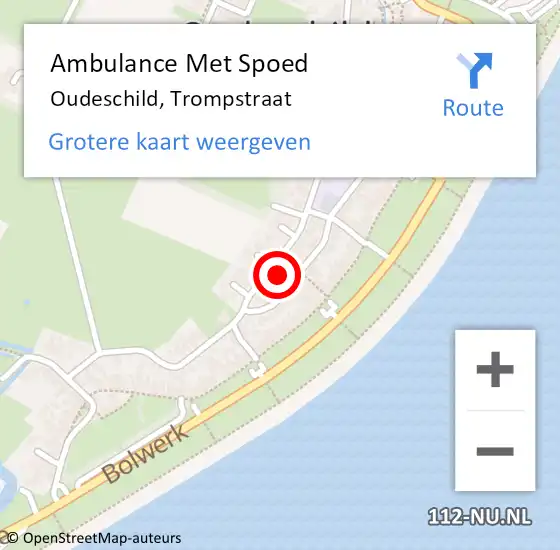 Locatie op kaart van de 112 melding: Ambulance Met Spoed Naar Oudeschild, Trompstraat op 11 april 2024 03:45