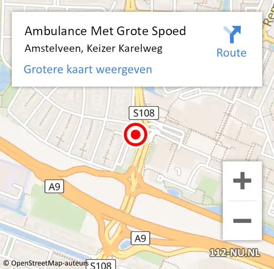 Locatie op kaart van de 112 melding: Ambulance Met Grote Spoed Naar Amstelveen, Keizer Karelweg op 11 april 2024 04:20