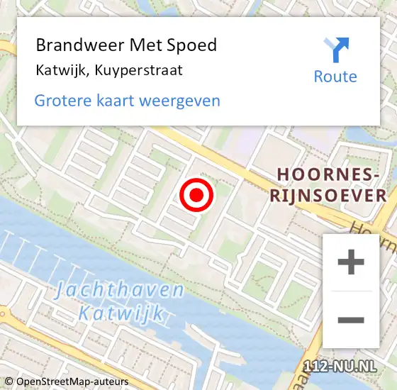 Locatie op kaart van de 112 melding: Brandweer Met Spoed Naar Katwijk, Kuyperstraat op 11 april 2024 04:31