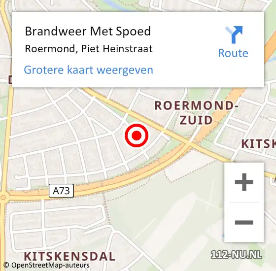 Locatie op kaart van de 112 melding: Brandweer Met Spoed Naar Roermond, Piet Heinstraat op 11 april 2024 05:24