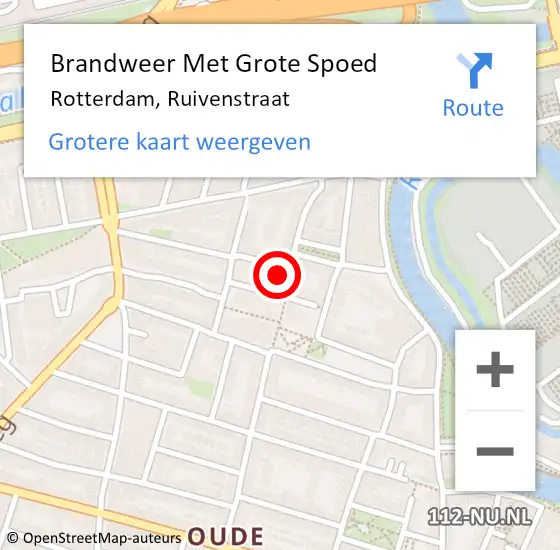 Locatie op kaart van de 112 melding: Brandweer Met Grote Spoed Naar Rotterdam, Ruivenstraat op 11 april 2024 05:25