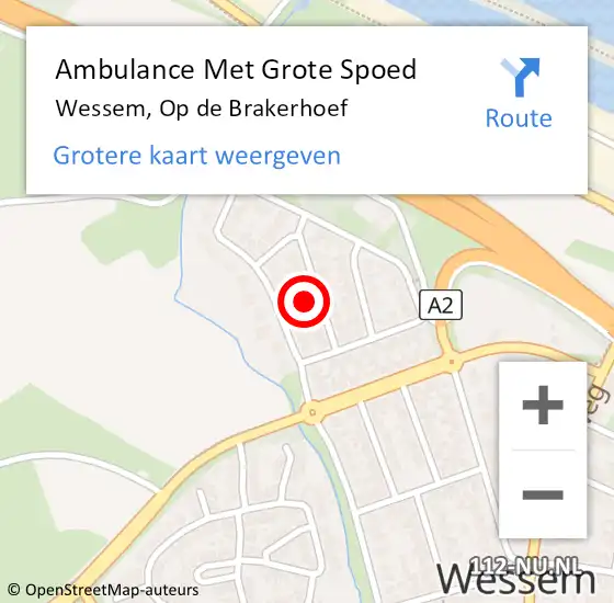 Locatie op kaart van de 112 melding: Ambulance Met Grote Spoed Naar Wessem, Op de Brakerhoef op 11 april 2024 07:40