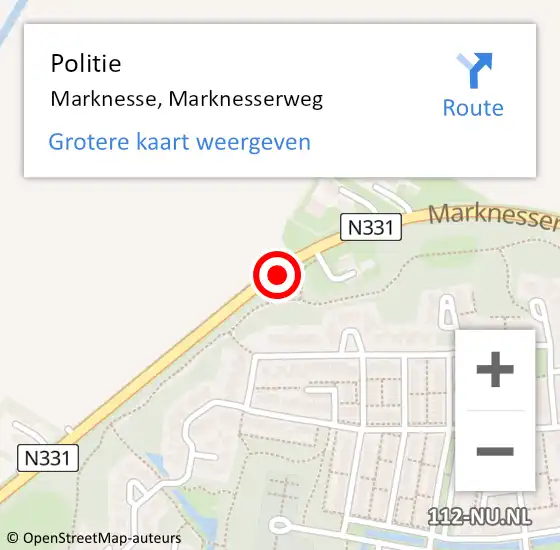 Locatie op kaart van de 112 melding: Politie Marknesse, Marknesserweg op 11 april 2024 07:46