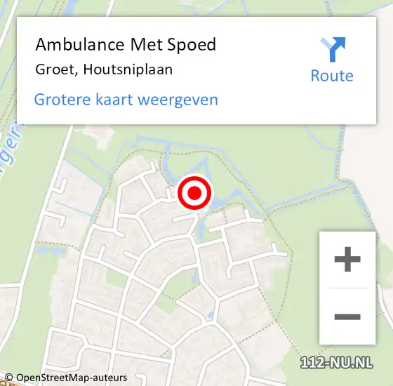 Locatie op kaart van de 112 melding: Ambulance Met Spoed Naar Groet, Houtsniplaan op 11 april 2024 07:58
