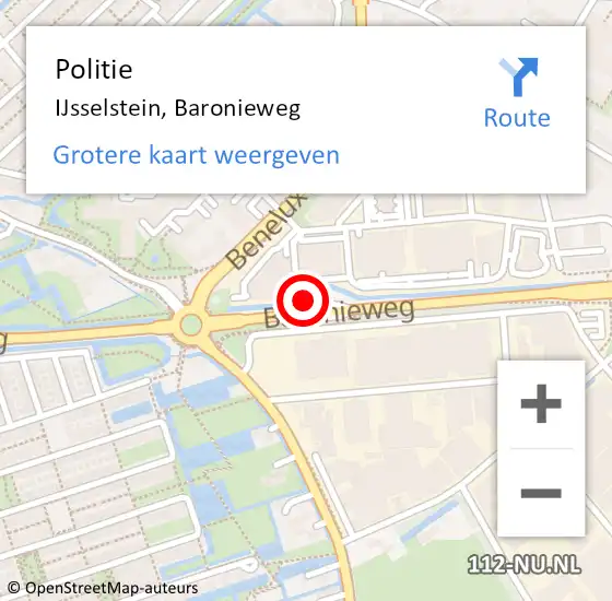 Locatie op kaart van de 112 melding: Politie IJsselstein, Baronieweg op 11 april 2024 08:18