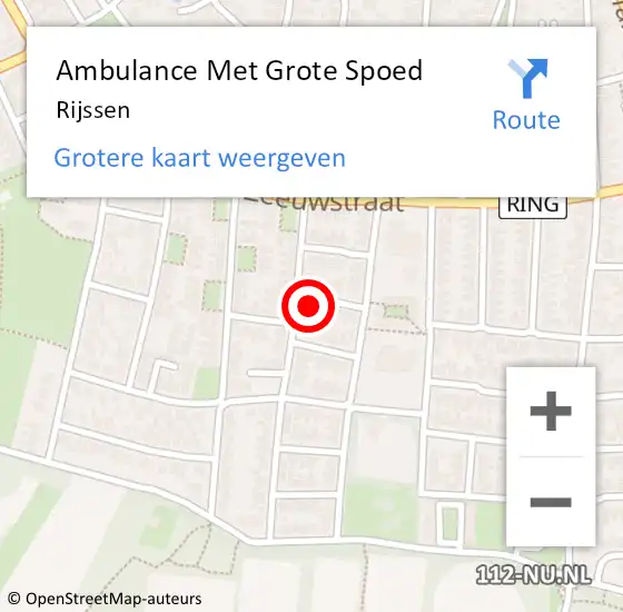 Locatie op kaart van de 112 melding: Ambulance Met Grote Spoed Naar Rijssen op 11 april 2024 08:33
