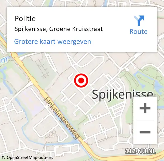 Locatie op kaart van de 112 melding: Politie Spijkenisse, Groene Kruisstraat op 11 april 2024 08:33