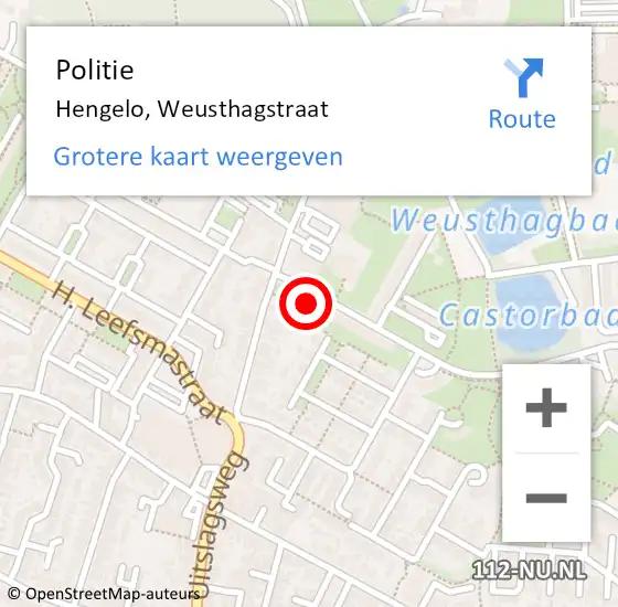 Locatie op kaart van de 112 melding: Politie Hengelo, Weusthagstraat op 11 april 2024 08:36
