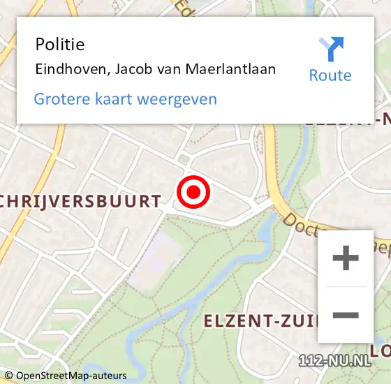 Locatie op kaart van de 112 melding: Politie Eindhoven, Jacob van Maerlantlaan op 11 april 2024 08:46