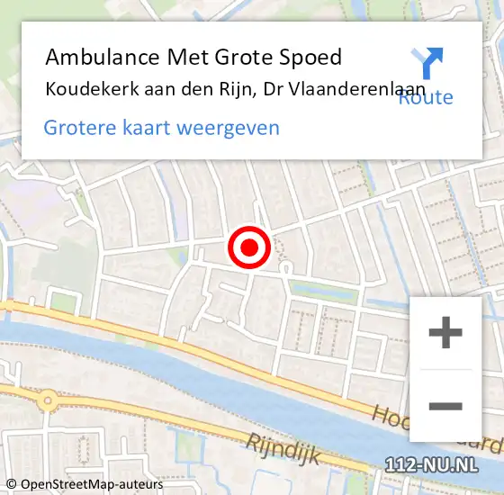 Locatie op kaart van de 112 melding: Ambulance Met Grote Spoed Naar Koudekerk aan den Rijn, Dr Vlaanderenlaan op 11 april 2024 08:51