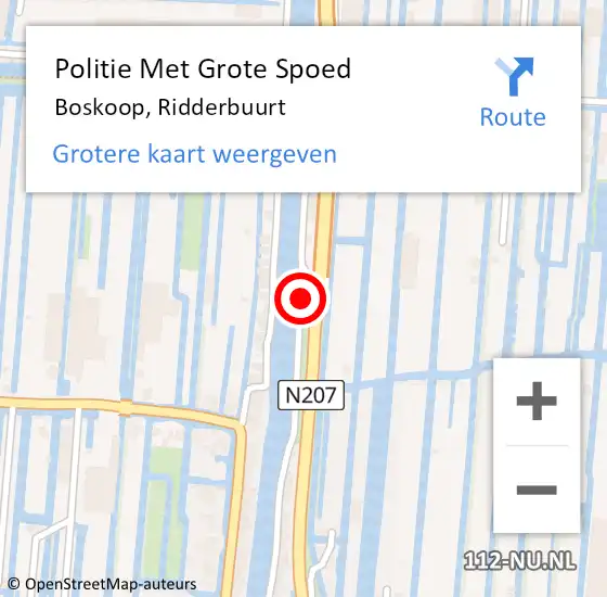 Locatie op kaart van de 112 melding: Politie Met Grote Spoed Naar Boskoop, Ridderbuurt op 11 april 2024 09:21