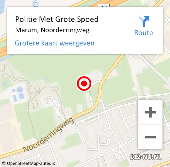 Locatie op kaart van de 112 melding: Politie Met Grote Spoed Naar Marum, Noorderringweg op 11 april 2024 09:27