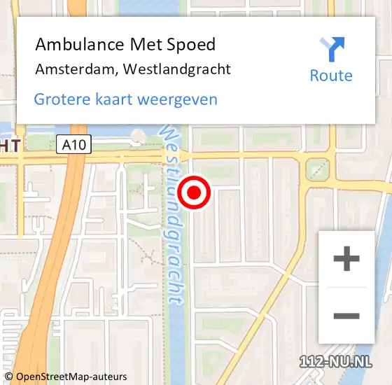 Locatie op kaart van de 112 melding: Ambulance Met Spoed Naar Amsterdam, Westlandgracht op 11 april 2024 09:42