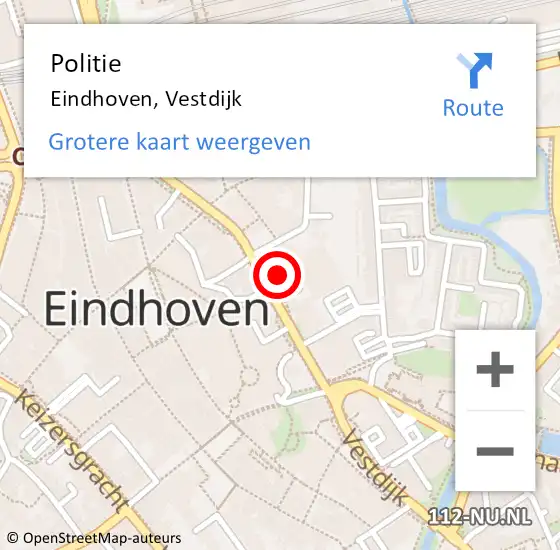 Locatie op kaart van de 112 melding: Politie Eindhoven, Vestdijk op 11 april 2024 09:48