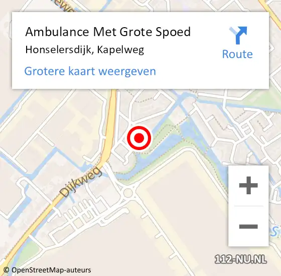 Locatie op kaart van de 112 melding: Ambulance Met Grote Spoed Naar Honselersdijk, Kapelweg op 11 april 2024 10:10