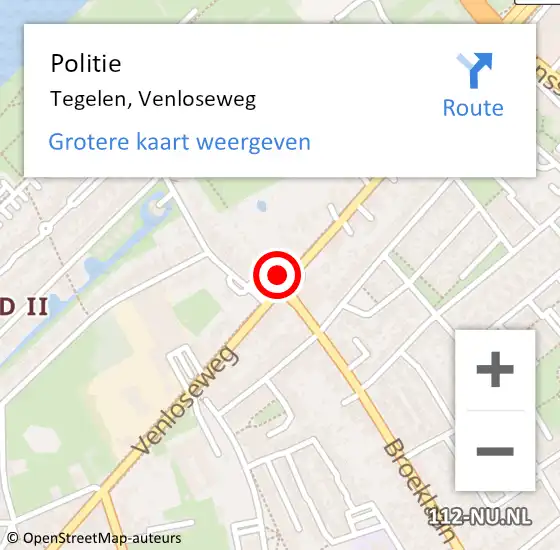 Locatie op kaart van de 112 melding: Politie Tegelen, Venloseweg op 11 april 2024 10:12