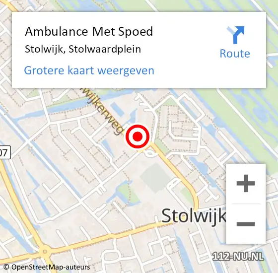 Locatie op kaart van de 112 melding: Ambulance Met Spoed Naar Stolwijk, Stolwaardplein op 11 april 2024 10:20