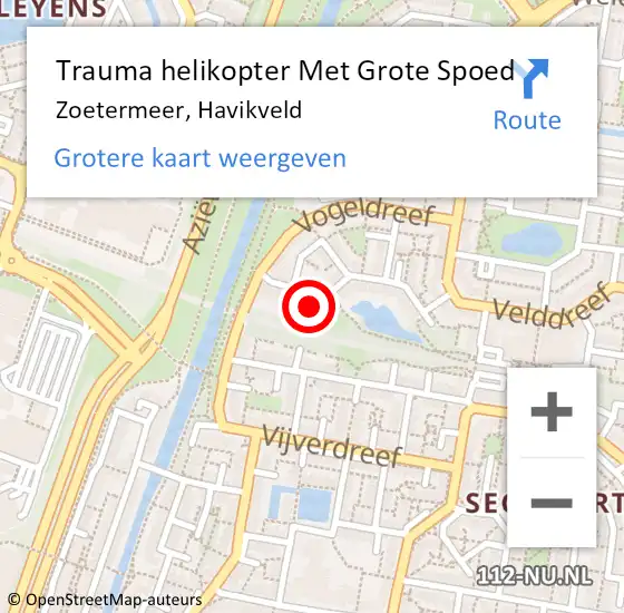 Locatie op kaart van de 112 melding: Trauma helikopter Met Grote Spoed Naar Zoetermeer, Havikveld op 11 april 2024 10:32