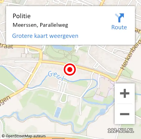 Locatie op kaart van de 112 melding: Politie Meerssen, Parallelweg op 11 april 2024 11:34