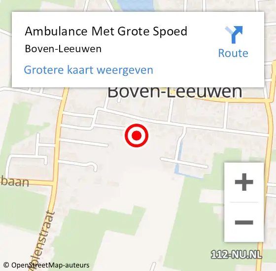 Locatie op kaart van de 112 melding: Ambulance Met Grote Spoed Naar Boven-Leeuwen op 11 april 2024 11:43