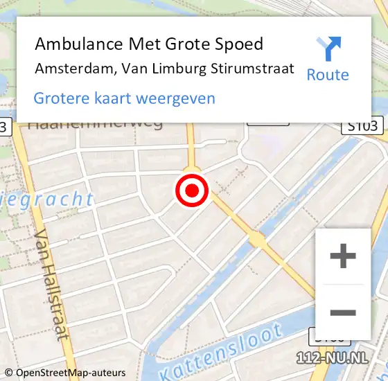 Locatie op kaart van de 112 melding: Ambulance Met Grote Spoed Naar Amsterdam, Van Limburg Stirumstraat op 11 april 2024 11:44