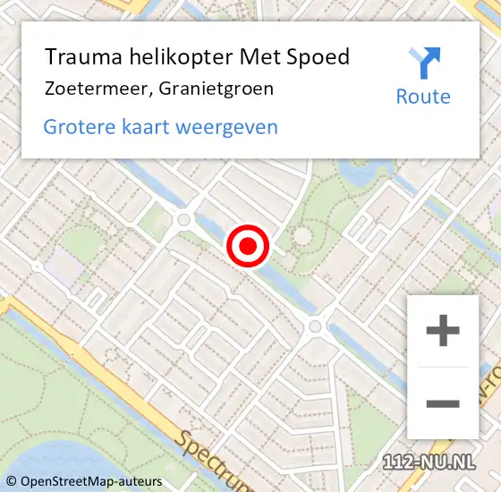 Locatie op kaart van de 112 melding: Trauma helikopter Met Spoed Naar Zoetermeer, Granietgroen op 11 april 2024 11:45