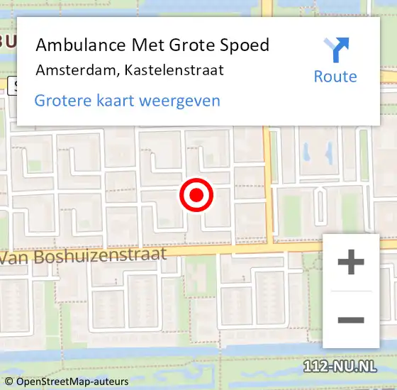 Locatie op kaart van de 112 melding: Ambulance Met Grote Spoed Naar Amsterdam, Kastelenstraat op 11 april 2024 11:56