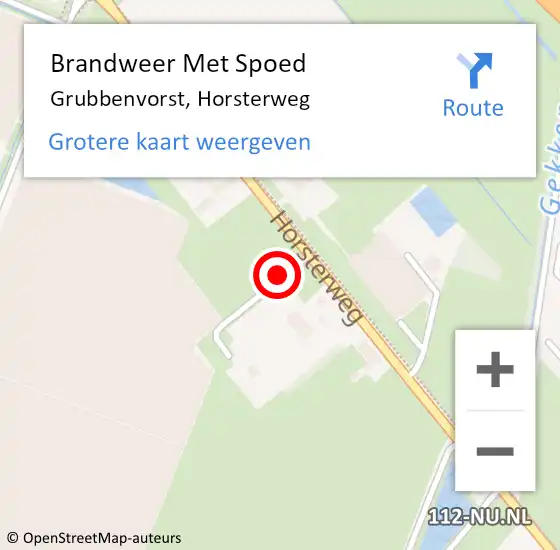 Locatie op kaart van de 112 melding: Brandweer Met Spoed Naar Grubbenvorst, Horsterweg op 11 april 2024 12:10