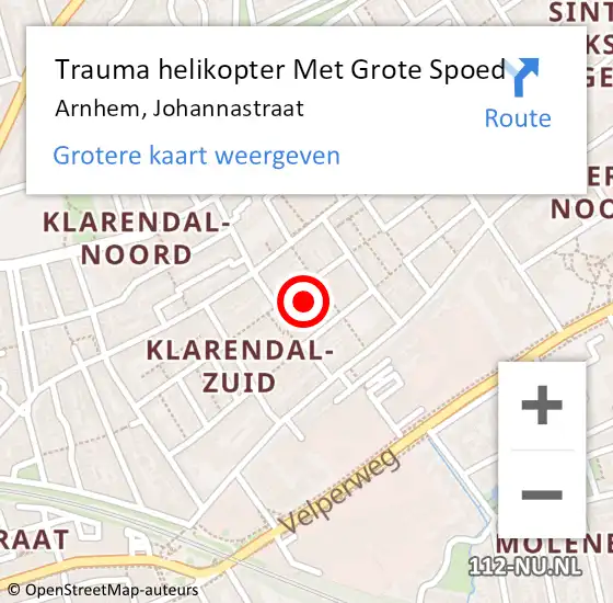 Locatie op kaart van de 112 melding: Trauma helikopter Met Grote Spoed Naar Arnhem, Johannastraat op 11 april 2024 12:14