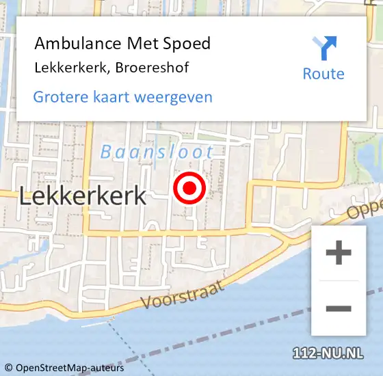 Locatie op kaart van de 112 melding: Ambulance Met Spoed Naar Lekkerkerk, Broereshof op 11 april 2024 13:11