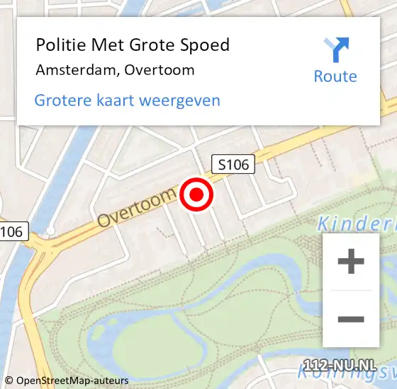Locatie op kaart van de 112 melding: Politie Met Grote Spoed Naar Amsterdam, Overtoom op 11 april 2024 13:36