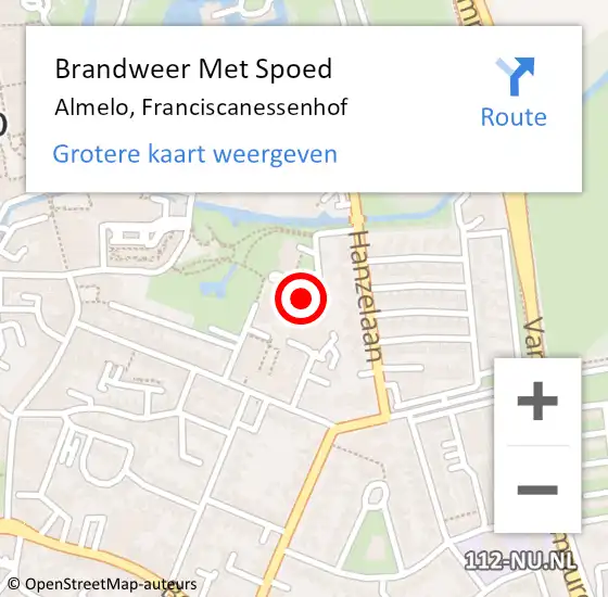 Locatie op kaart van de 112 melding: Brandweer Met Spoed Naar Almelo, Franciscanessenhof op 11 april 2024 13:44