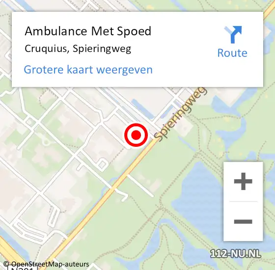 Locatie op kaart van de 112 melding: Ambulance Met Spoed Naar Cruquius, Spieringweg op 11 april 2024 14:14