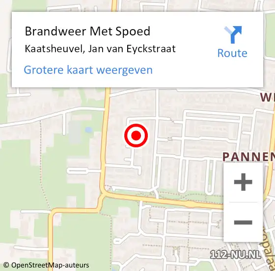Locatie op kaart van de 112 melding: Brandweer Met Spoed Naar Kaatsheuvel, Jan van Eyckstraat op 11 april 2024 15:14