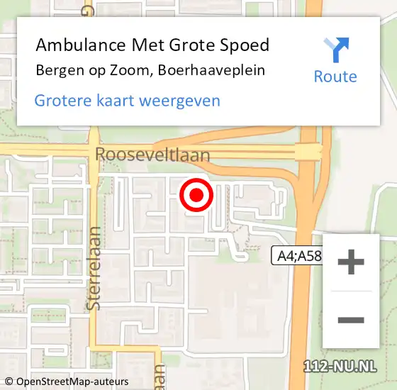 Locatie op kaart van de 112 melding: Ambulance Met Grote Spoed Naar Bergen op Zoom, Boerhaaveplein op 11 april 2024 15:17