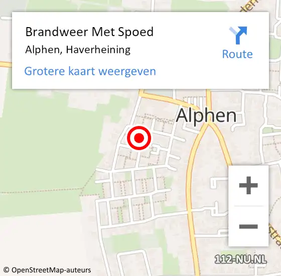 Locatie op kaart van de 112 melding: Brandweer Met Spoed Naar Alphen, Haverheining op 11 april 2024 15:17
