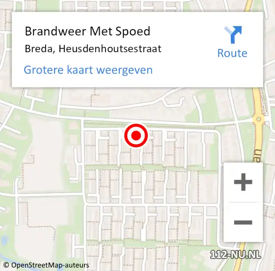 Locatie op kaart van de 112 melding: Brandweer Met Spoed Naar Breda, Heusdenhoutsestraat op 11 april 2024 16:02
