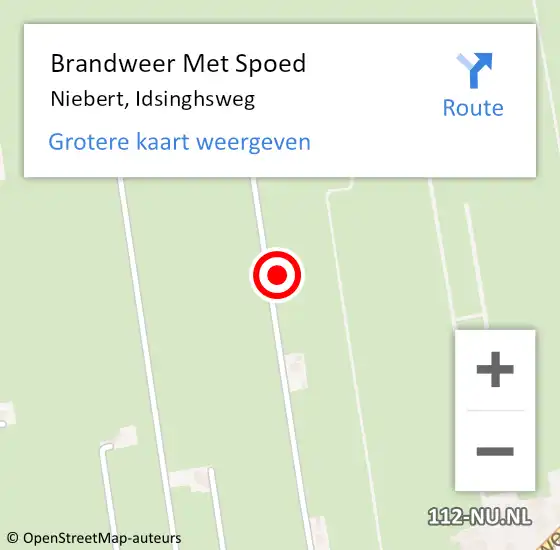 Locatie op kaart van de 112 melding: Brandweer Met Spoed Naar Niebert, Idsinghsweg op 11 april 2024 16:04