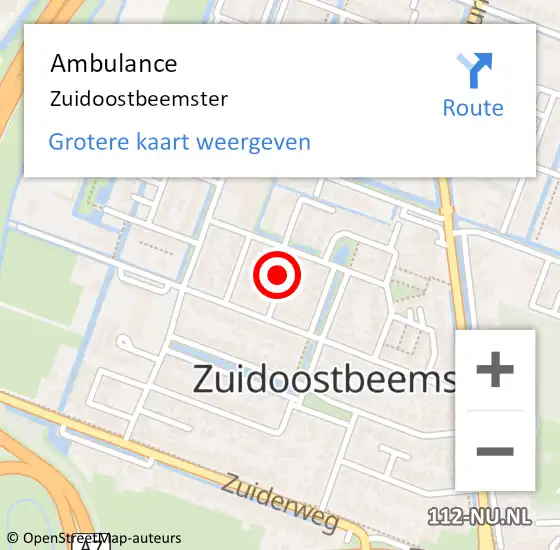 Locatie op kaart van de 112 melding: Ambulance Zuidoostbeemster op 11 april 2024 16:19