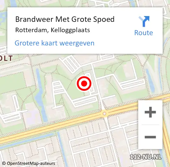 Locatie op kaart van de 112 melding: Brandweer Met Grote Spoed Naar Rotterdam, Kelloggplaats op 11 april 2024 16:21