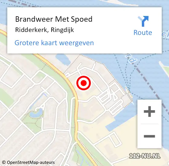 Locatie op kaart van de 112 melding: Brandweer Met Spoed Naar Ridderkerk, Ringdijk op 11 april 2024 16:24