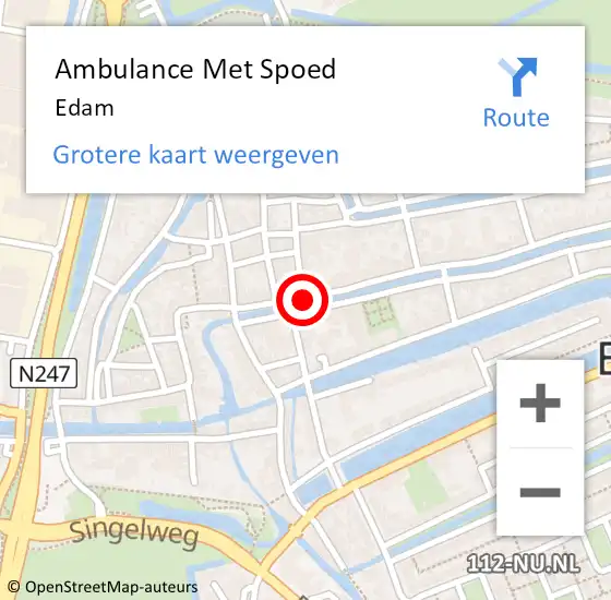 Locatie op kaart van de 112 melding: Ambulance Met Spoed Naar Edam op 11 april 2024 16:30
